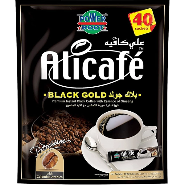 قهوه فوری علی کافی بلک گلد Alicafe Black Gold بسته 44 عددی